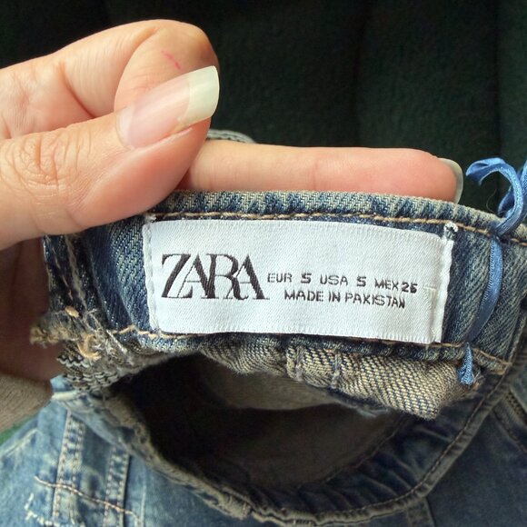 Zara Strapless Asymmetric Denim Midi Dress Size S - Picture 4 of 4